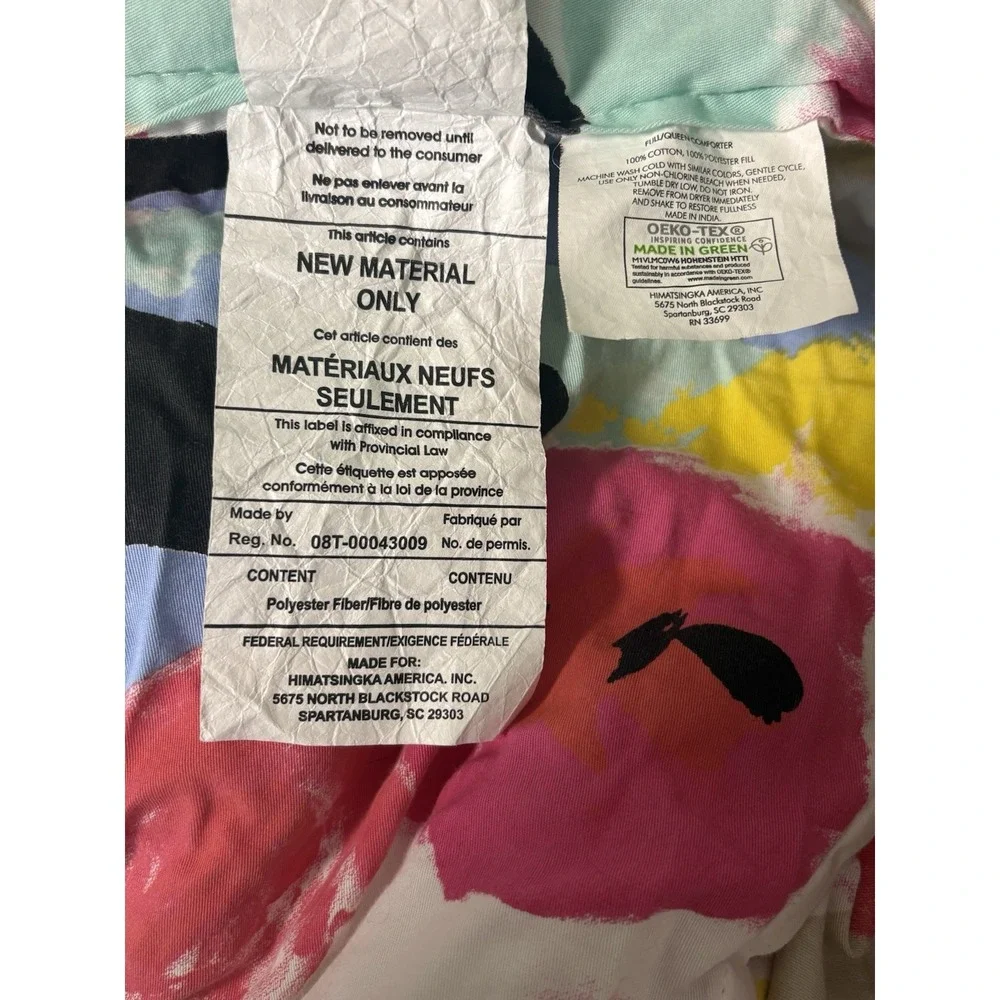 Kate Spade Paintball Abstract Floral Comforter With 2 Shams Full/Queen